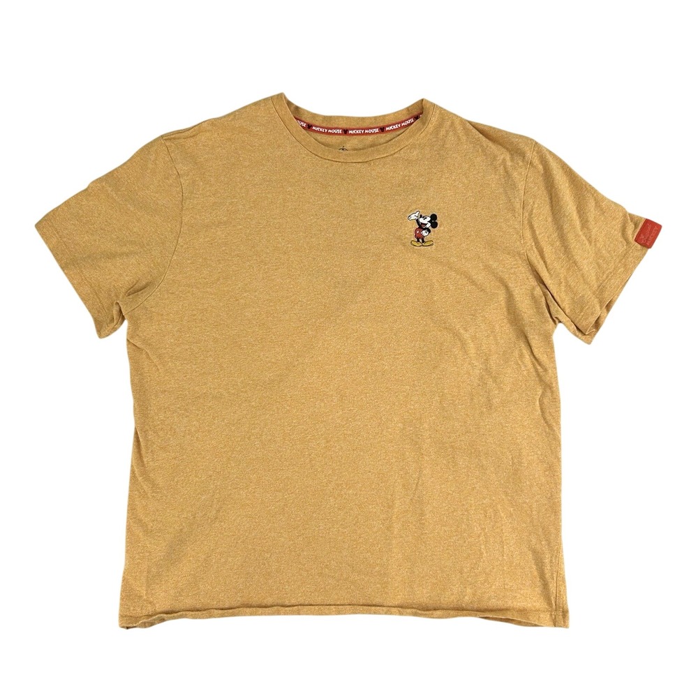 Disney Mickey Mouse Embroidered Mustard Yellow Heather T-Shirt XL